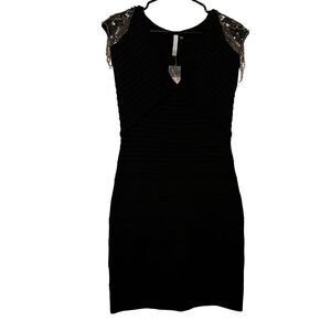 PRJCT 5750 WOMENS BODYCON DRESS WITH SEQUIN SHOULDERS SIZE LARGE